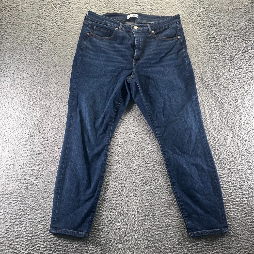 Loft Jeans Women 12 Blue Cotton Denim Skinny Leg Cropped‎ Curvy Faded Workwear